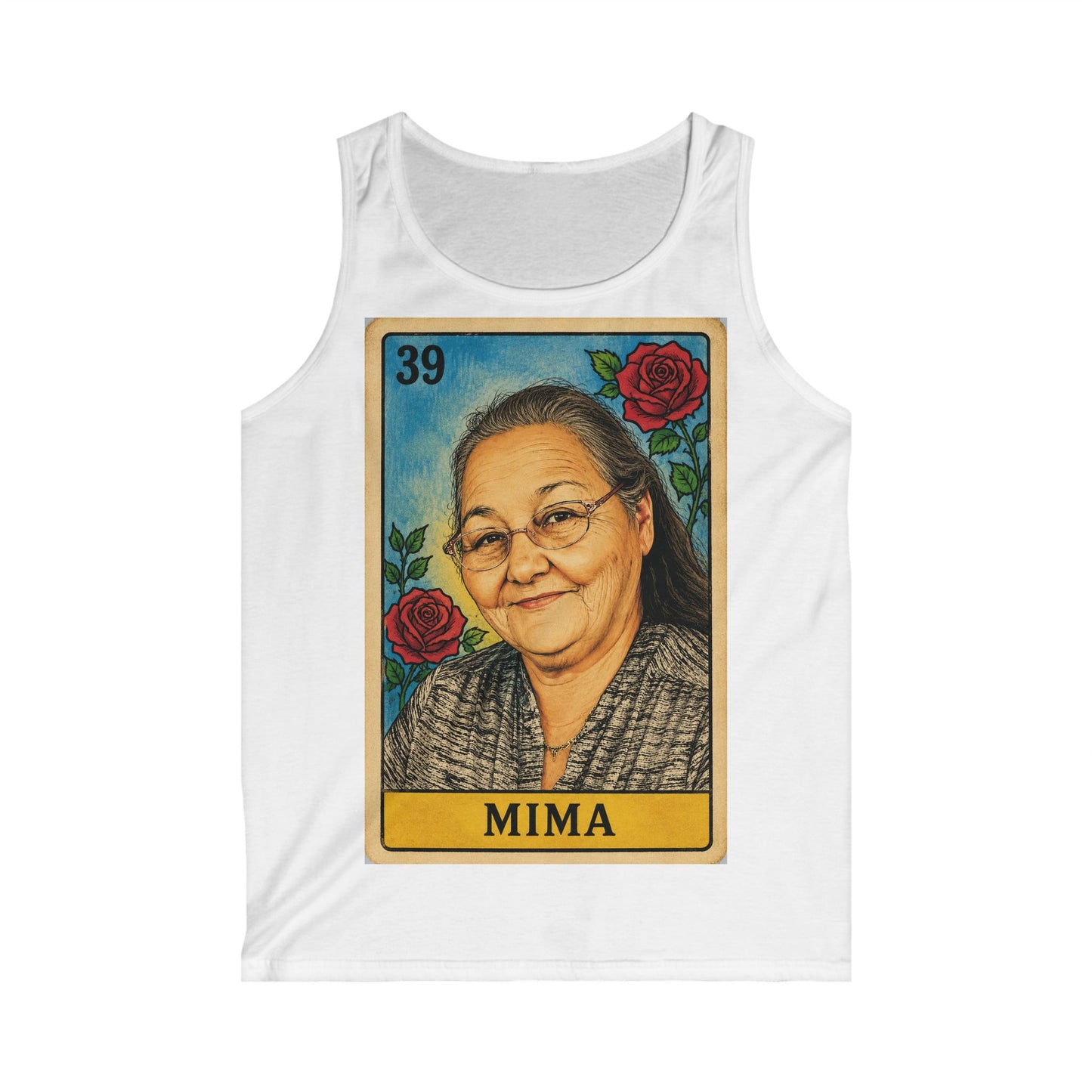 Mima Portrait Tank Top – Custom Memorial Lotería-Style Tribute Tank