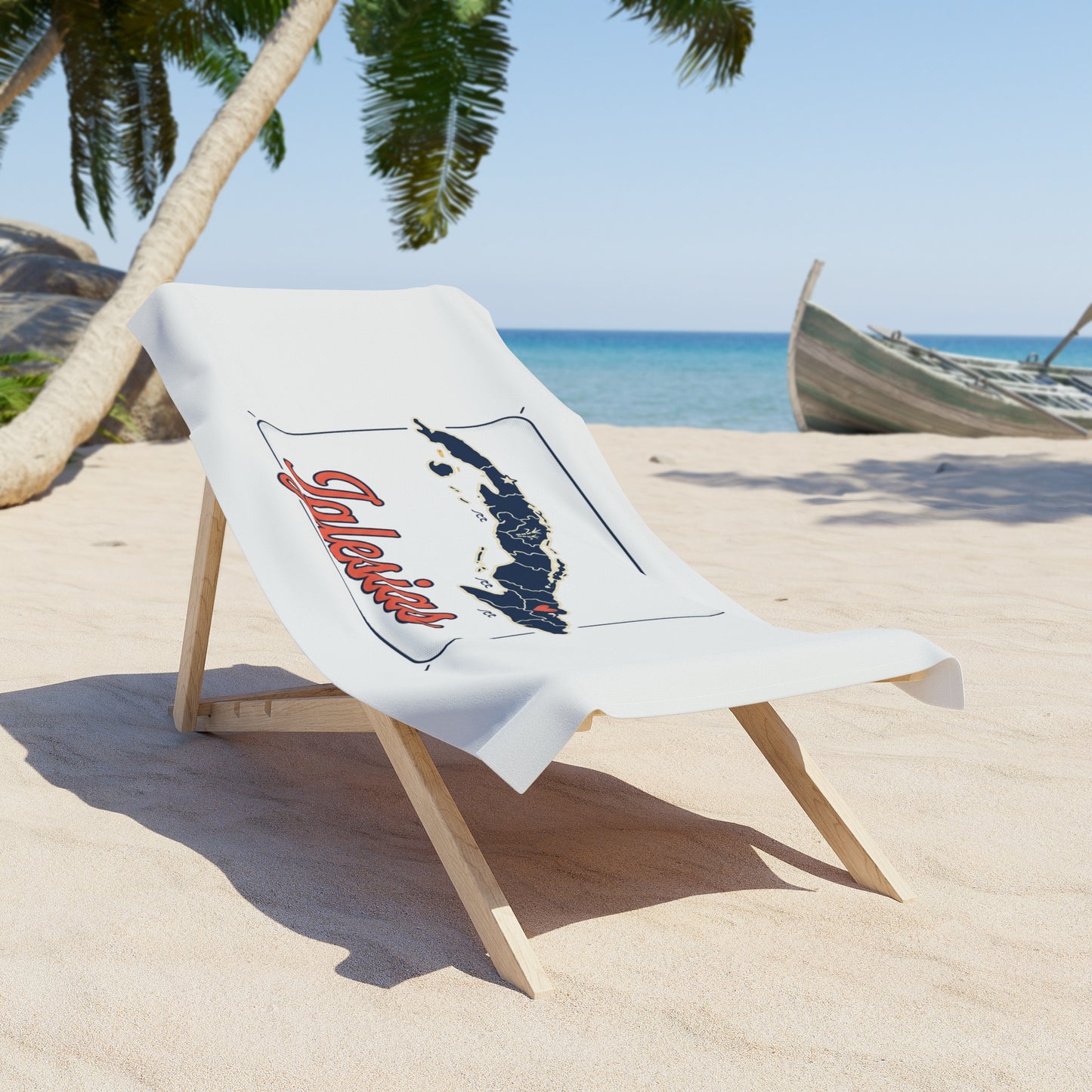 Beach Towel — Cuba Map Design with 'Iglesias' Script (Personalized Island Souvenir)