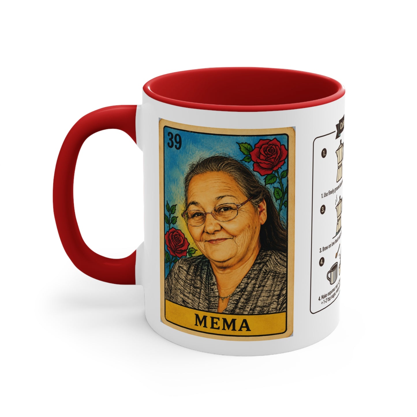 Mima Lotería Accent Mug — Personalized Floral Mexican Game Card Coffee Cup