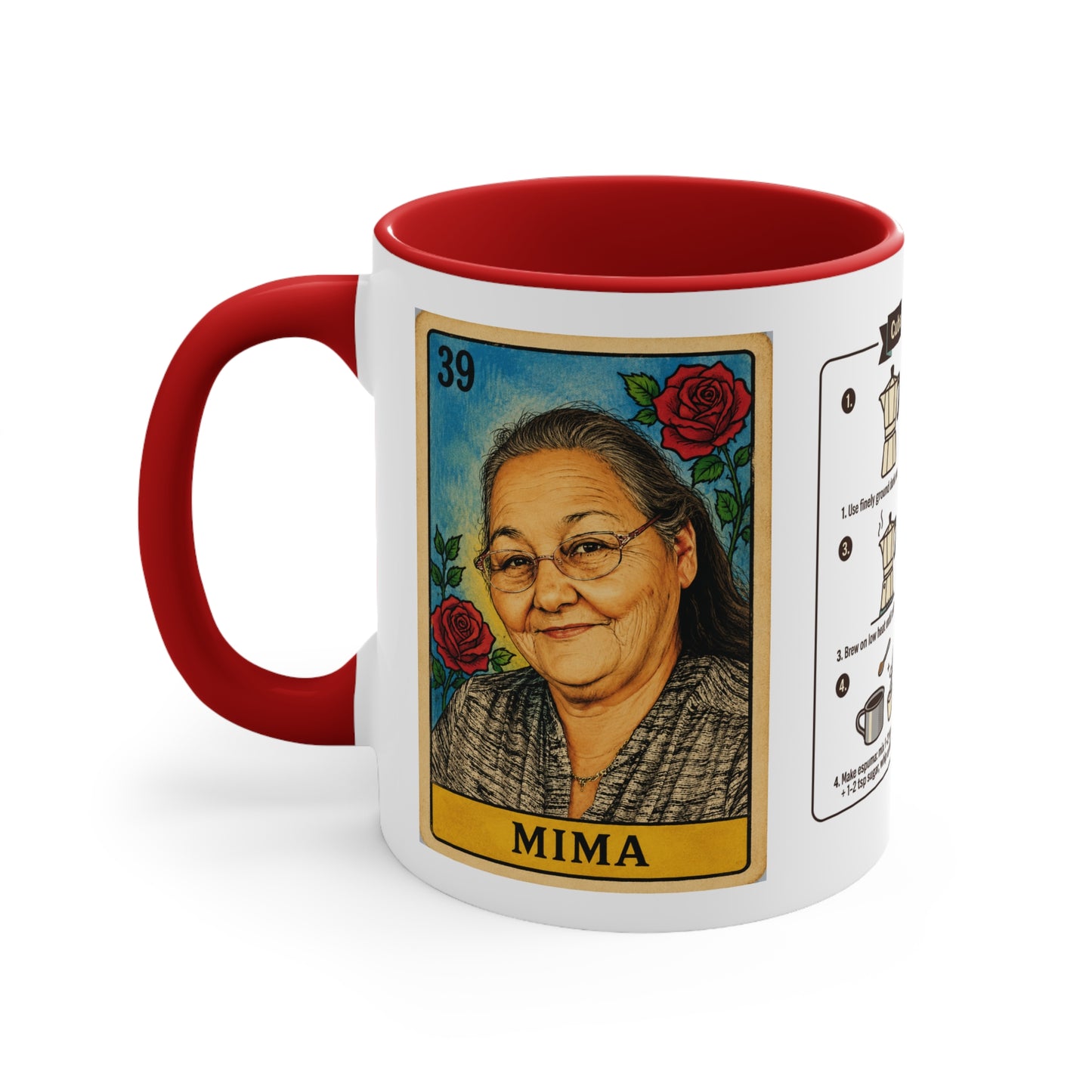 Mima Lotería Accent Mug — Personalized Floral Mexican Game Card Coffee Cup