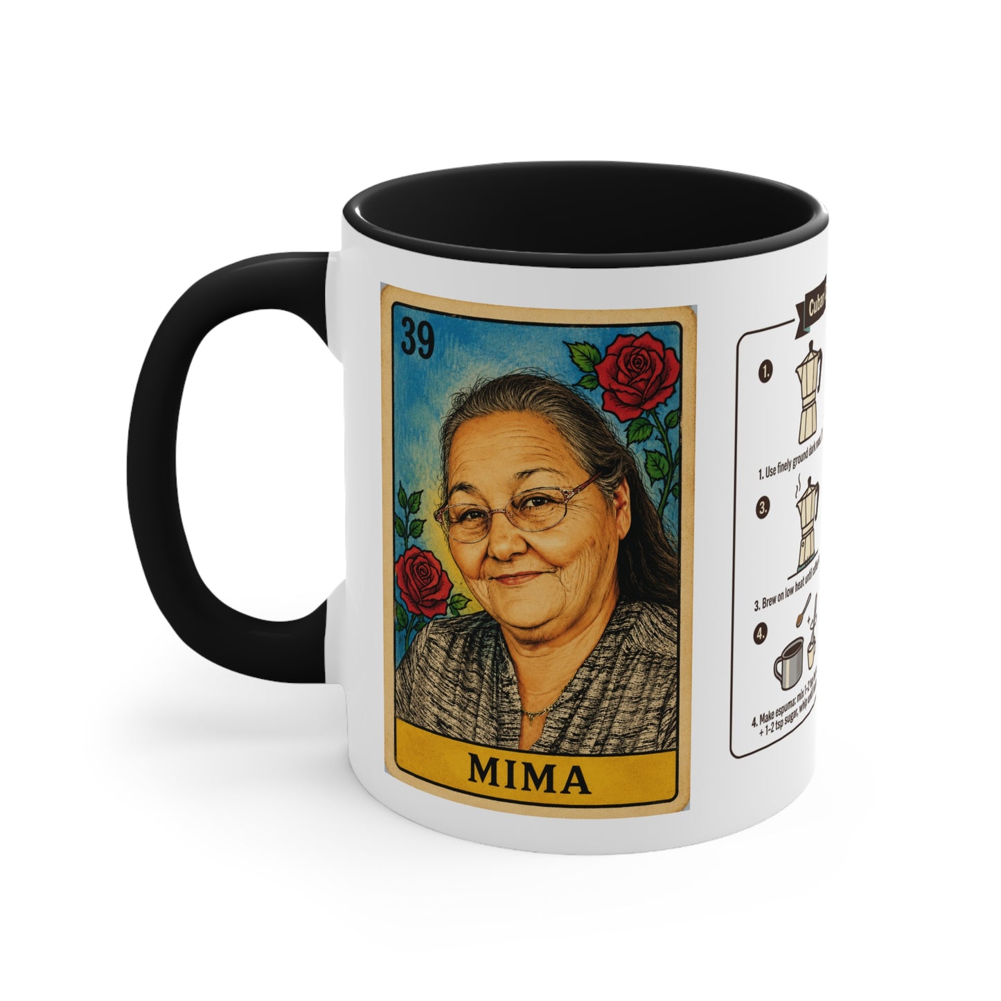 Mima Lotería Accent Mug — Personalized Floral Mexican Game Card Coffee Cup