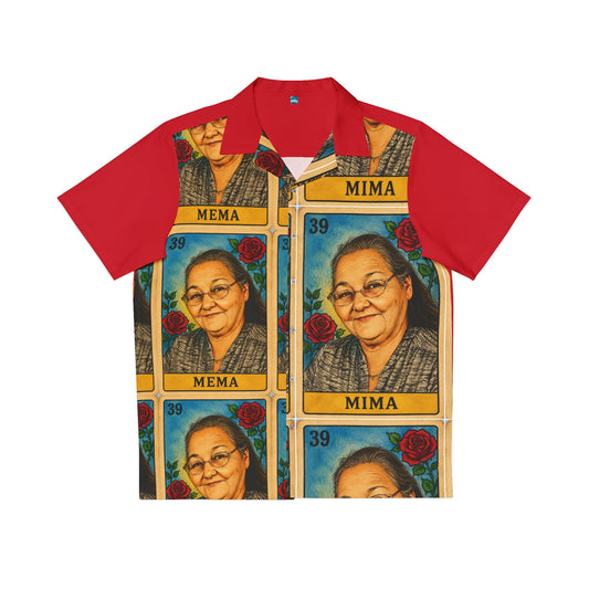 Personalized 'Mima/Mema' Photo Lotería Hawaiian Shirt — Memorial/Family Tribute AOP