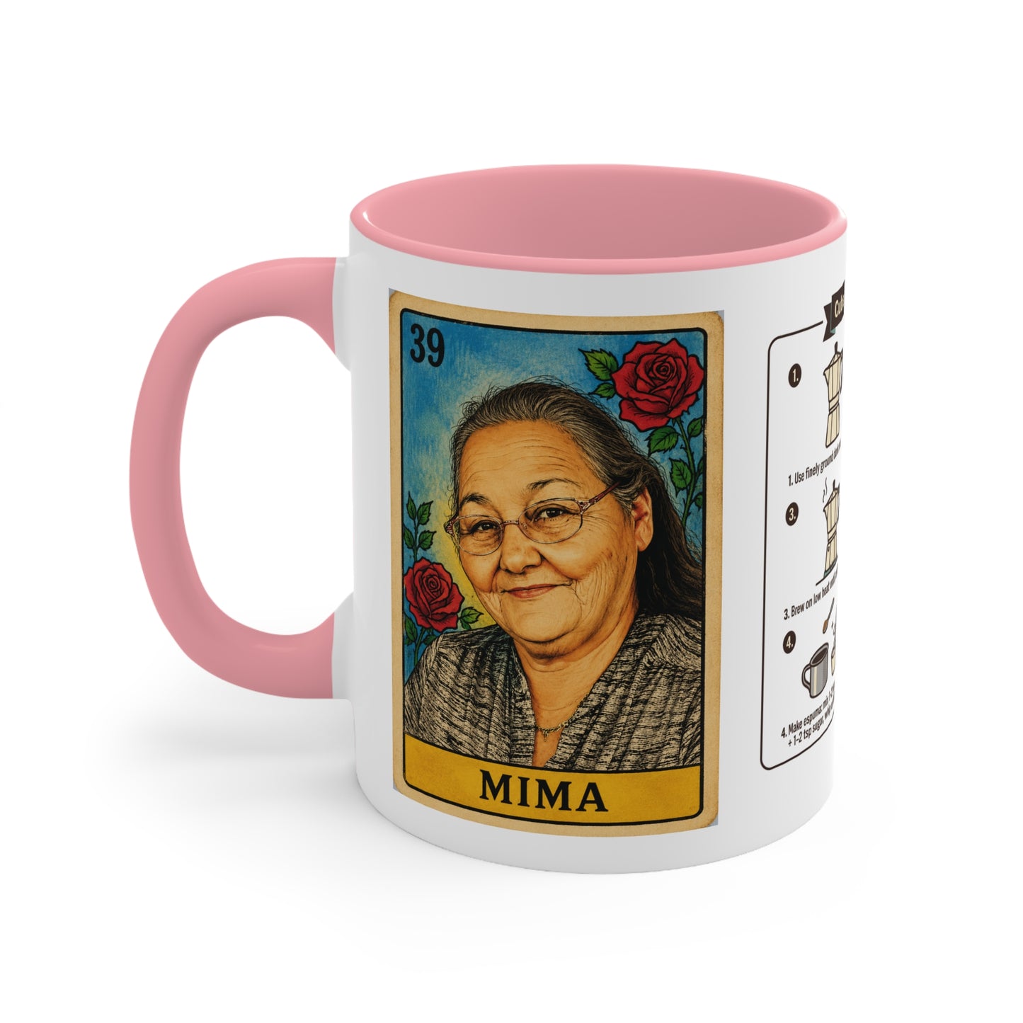 Mima Lotería Accent Mug — Personalized Floral Mexican Game Card Coffee Cup