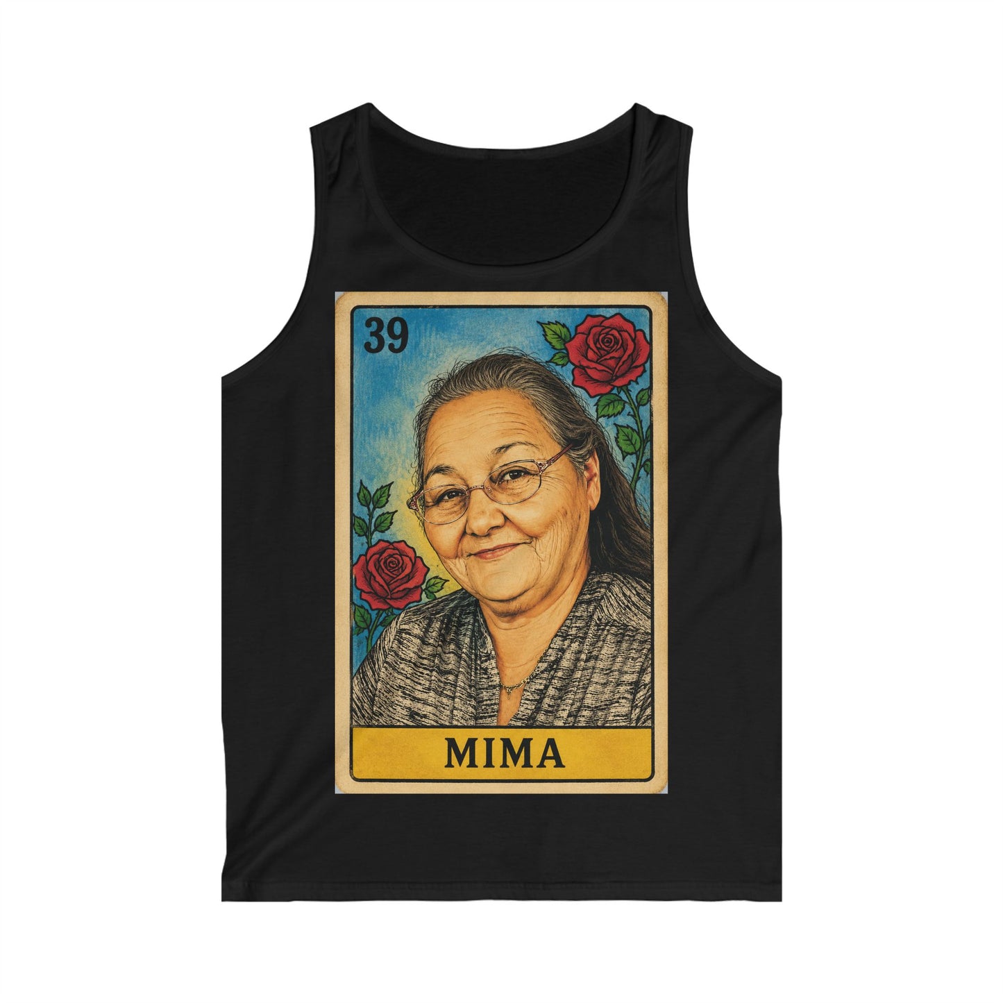 Mima Portrait Tank Top – Custom Memorial Lotería-Style Tribute Tank