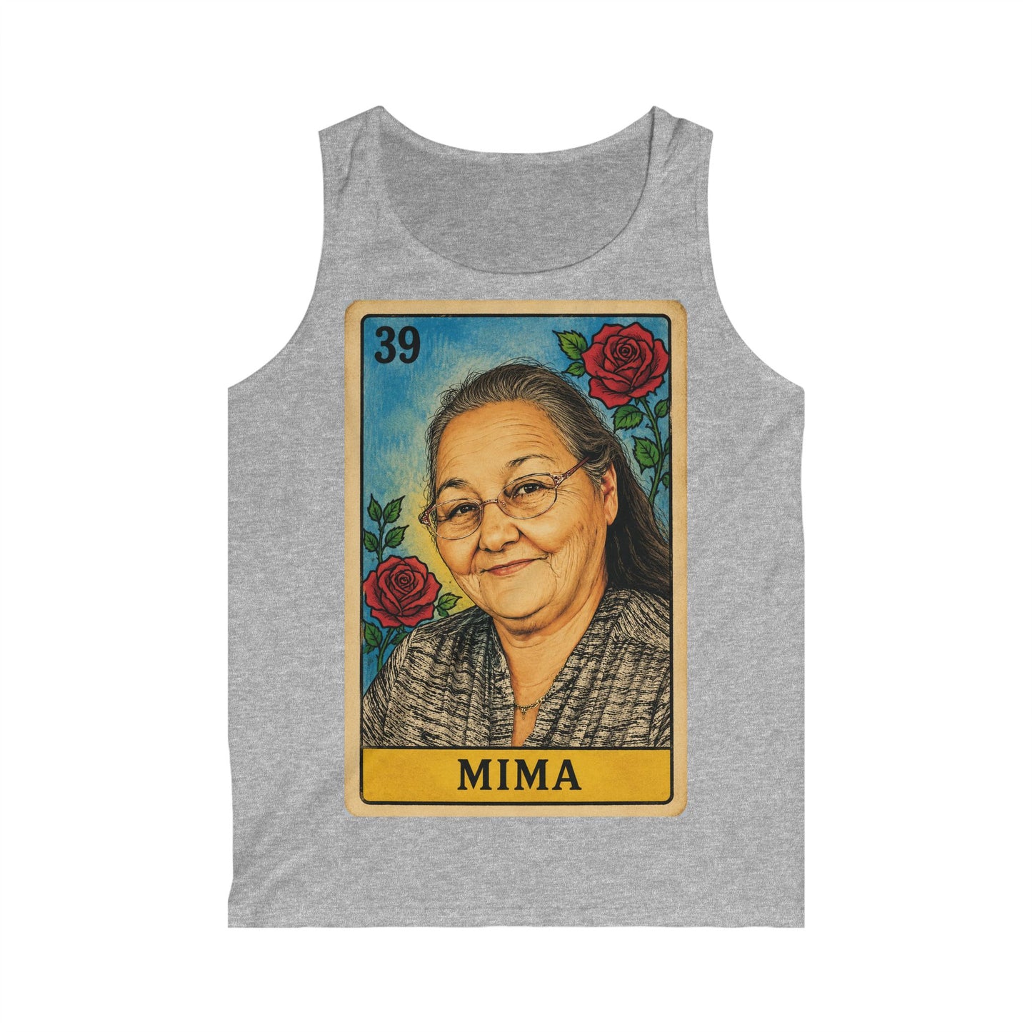 Mima Portrait Tank Top – Custom Memorial Lotería-Style Tribute Tank